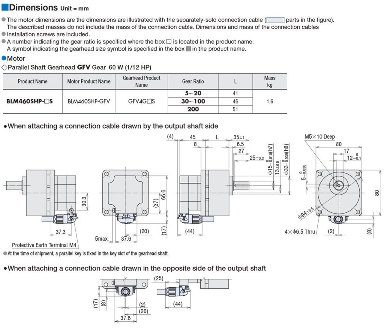 BLM460SHP-100S - Dimensions