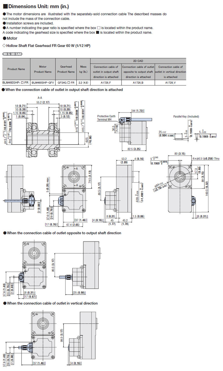 BLM460SHP-15FR / BMUD60-A2 - Dimensions