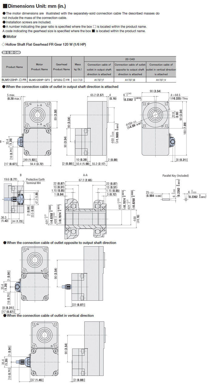 BLM5120HP-100FR / BMUD120-A2 - Dimensions