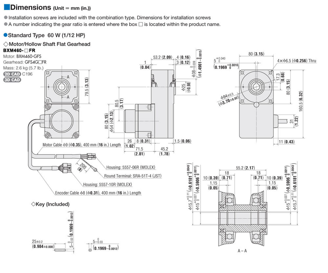 BXM460-5FR / BXSD60-A2 - Dimensions
