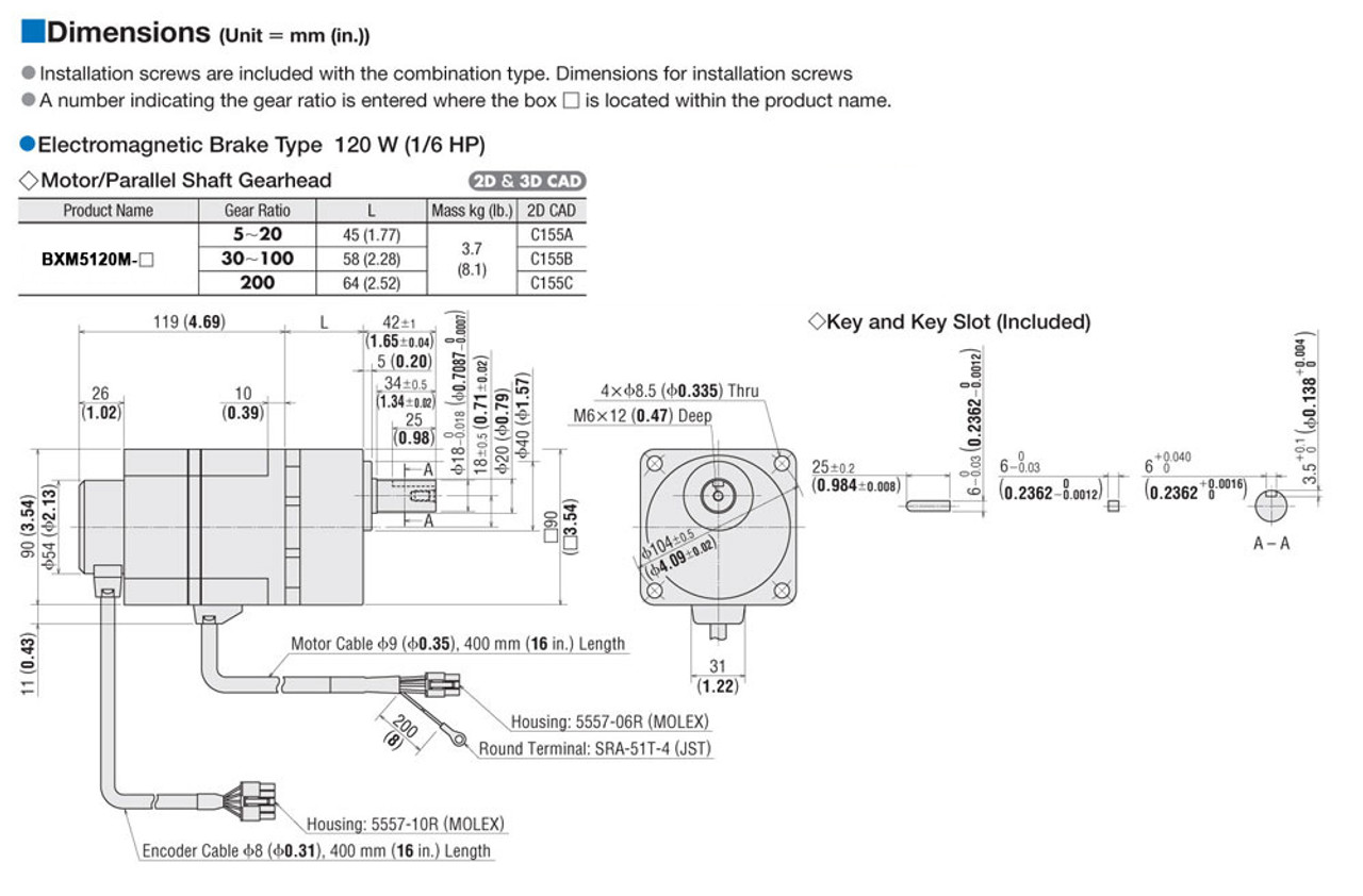 BXM5120M-20 - Dimensions