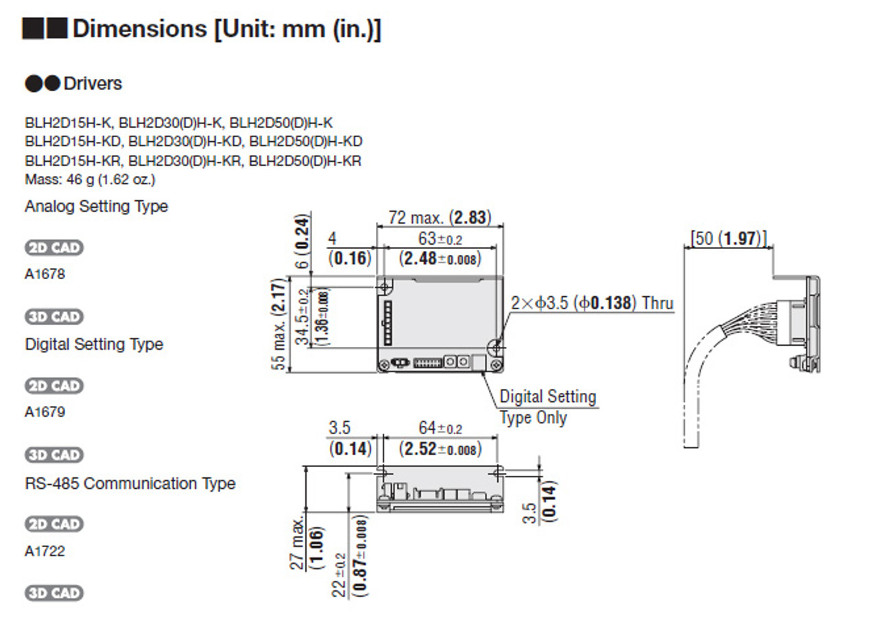 BLM015HK-AC / BLH2D15H-KR - Dimensions