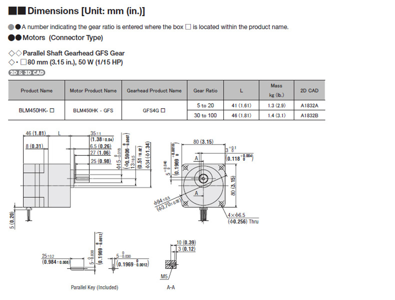 BLM450HK-15 - Dimensions