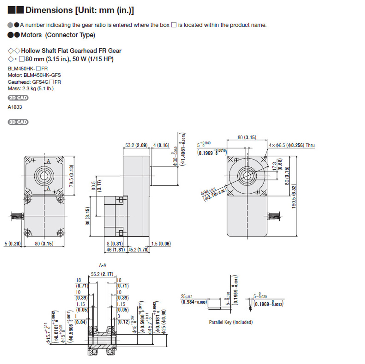 BLM450HK-20FR - Dimensions