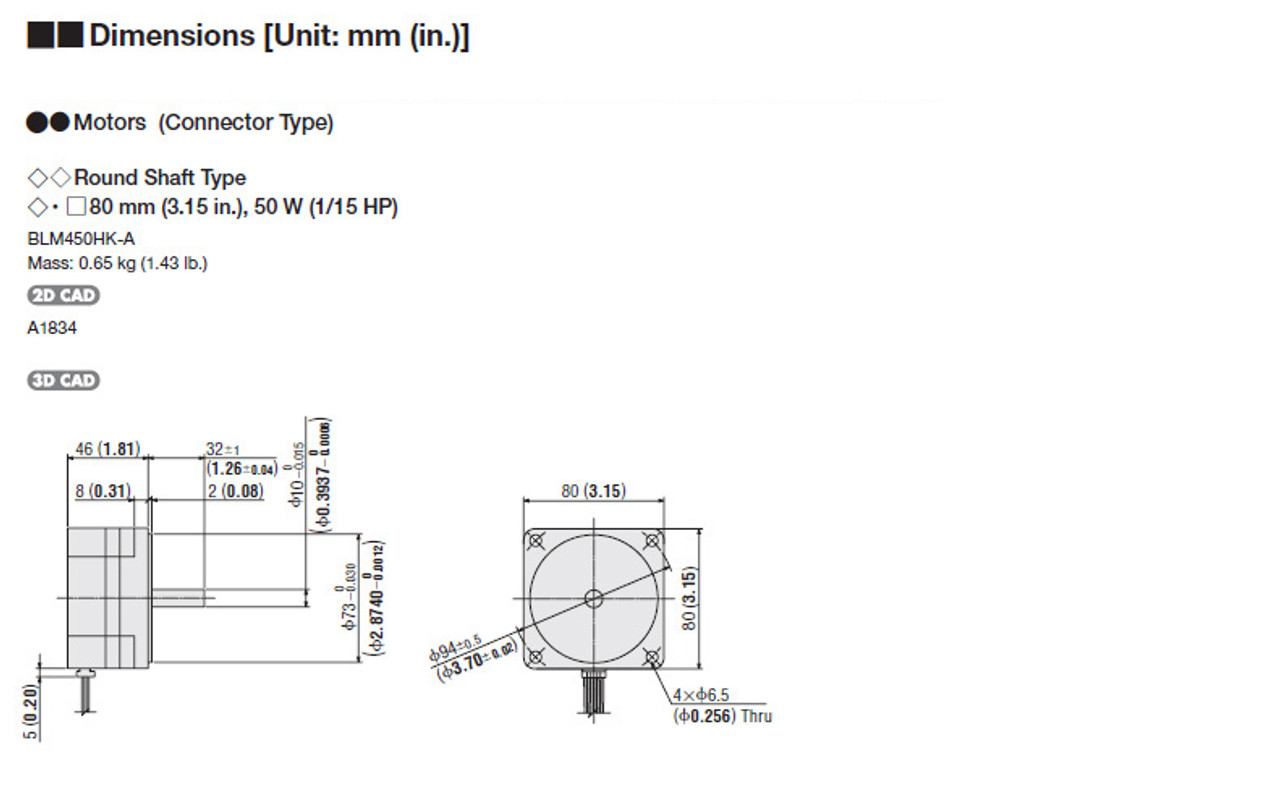 BLM450HK-A - Dimensions