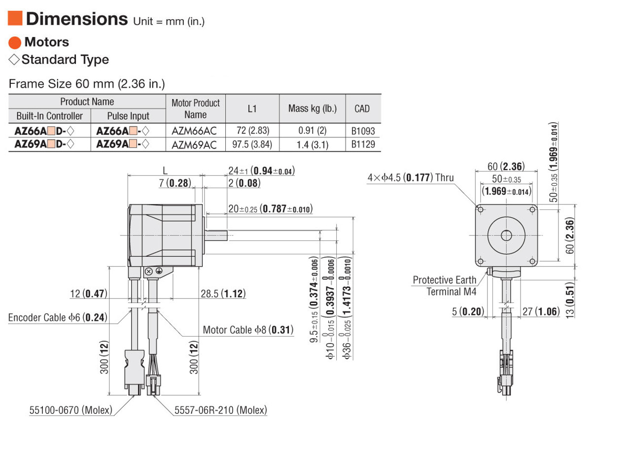 AZ69AA - Dimensions