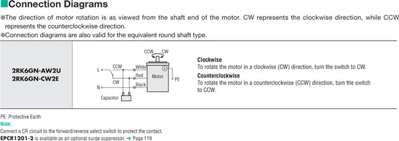 2RK6GN-CW2E / 2GN7.5SA - Connection