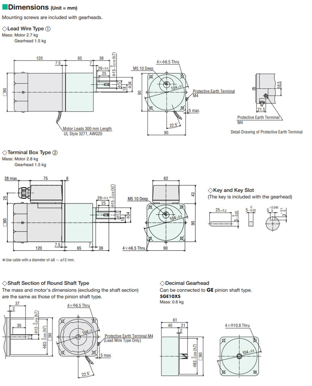 5IK60GE-AW2TU / 5GE3S - Dimensions