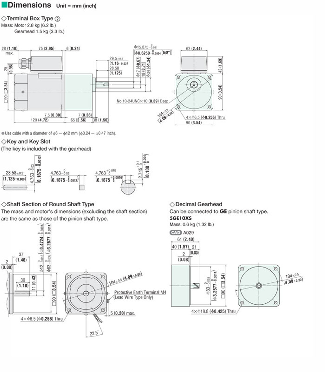 5IK60GE-CW2TE / 5GE90SA - Dimensions