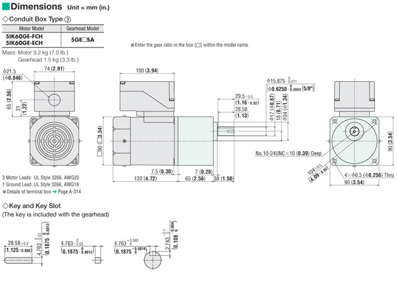 5IK60GE-ECH / 5GE5SA - Dimensions