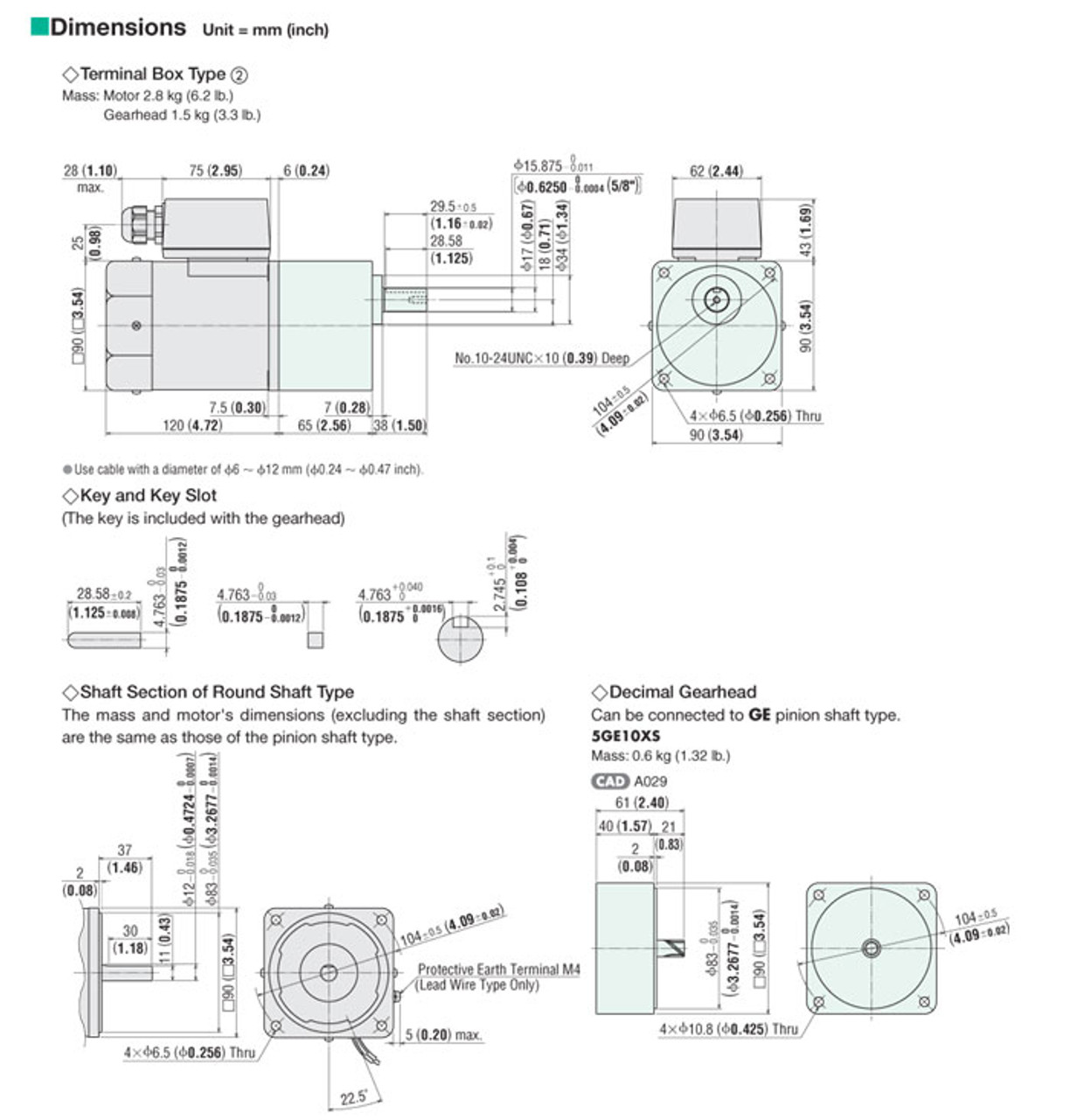 5RK60GE-CW2TE / 5GE30SA - Dimensions