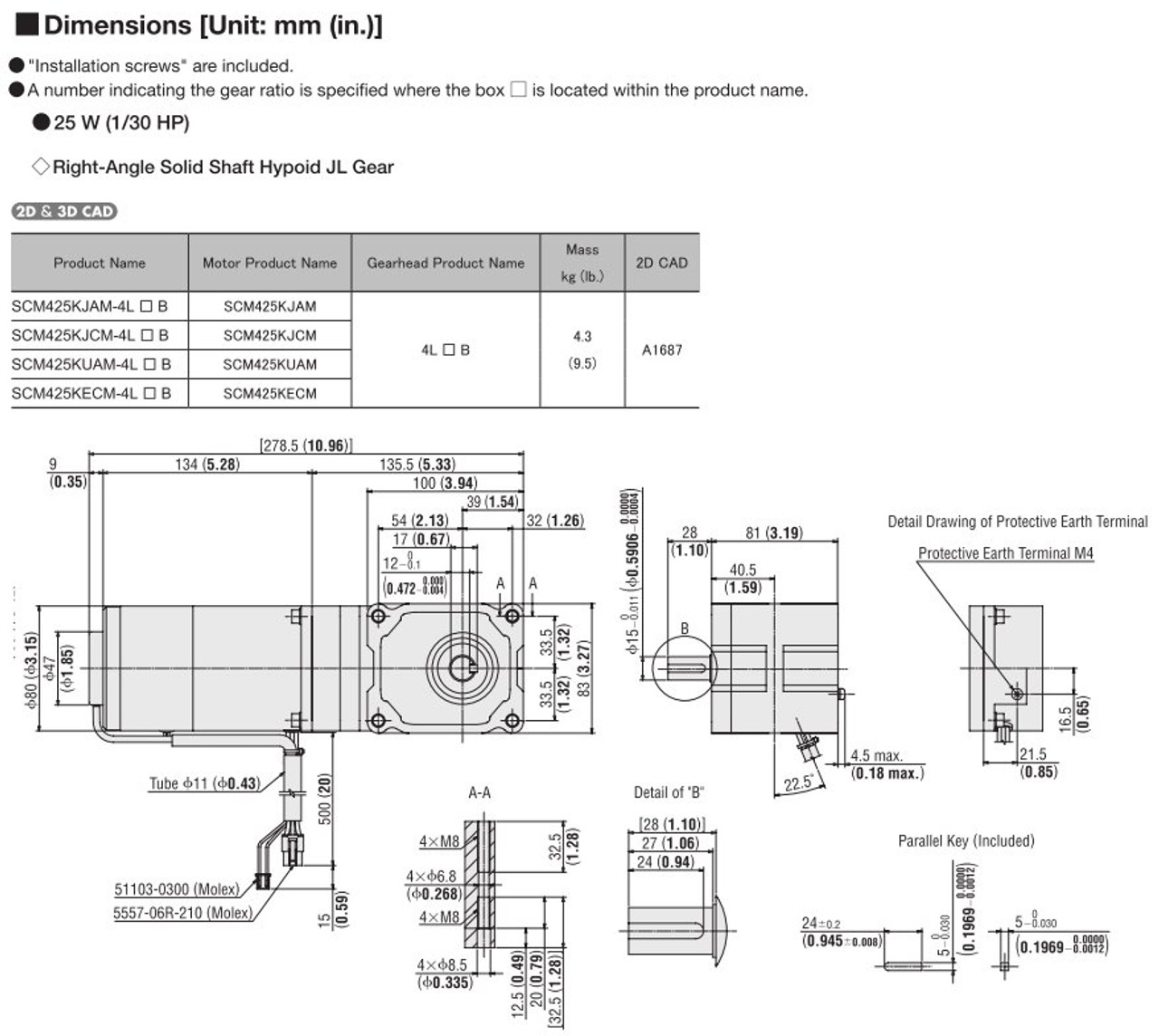 SCM425KECM-4L100B - Dimensions