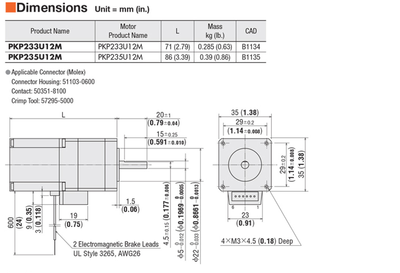 PKP233U12M - Dimensions