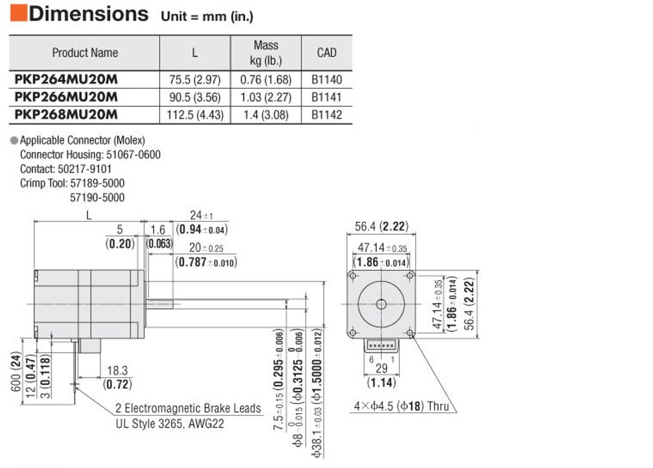 PKP264MD28M - Dimensions