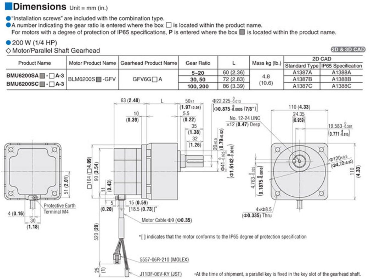 BMU6200SC-20A - Dimensions