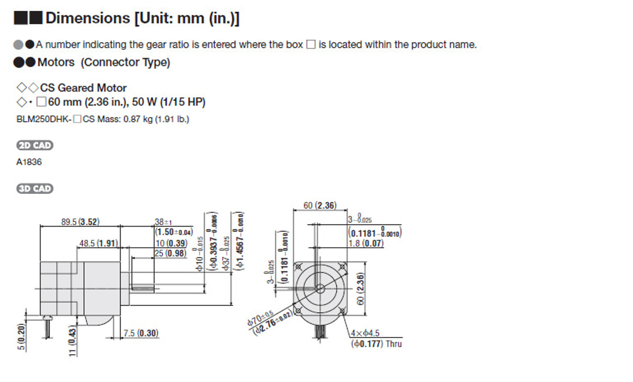 BLM250DHK-5CS - Dimensions