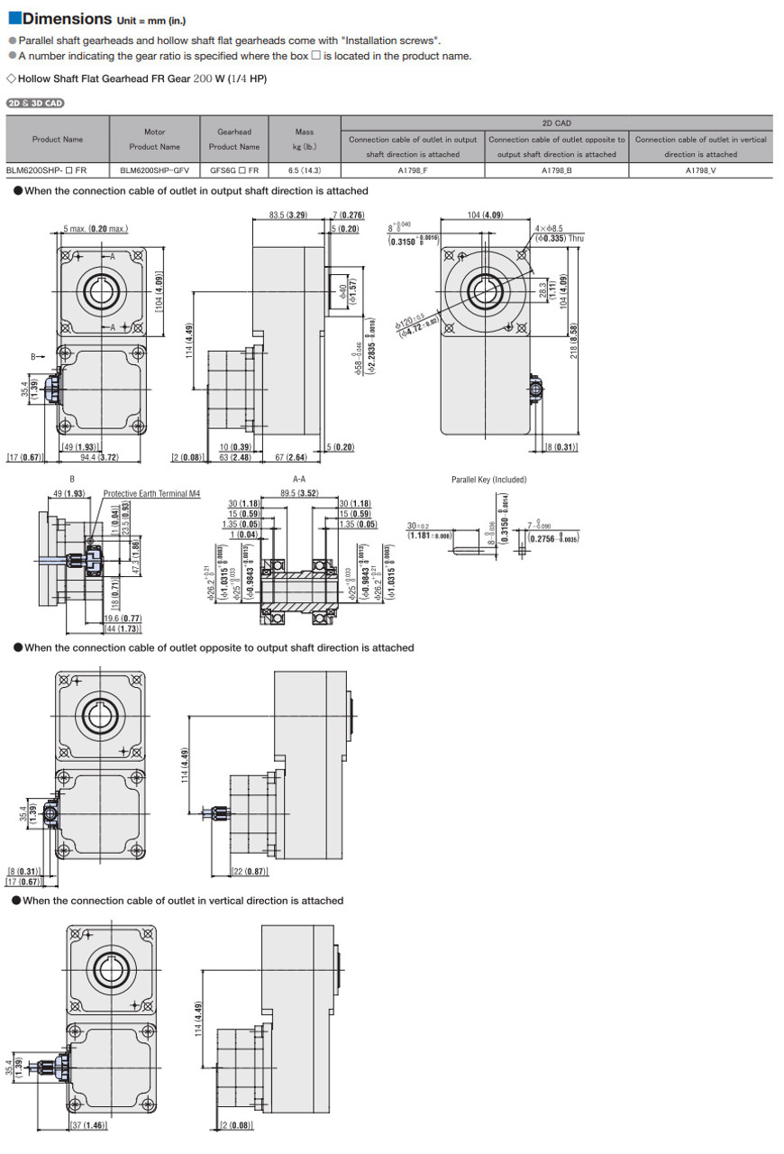 BLM6200SHP-100FR - Dimensions