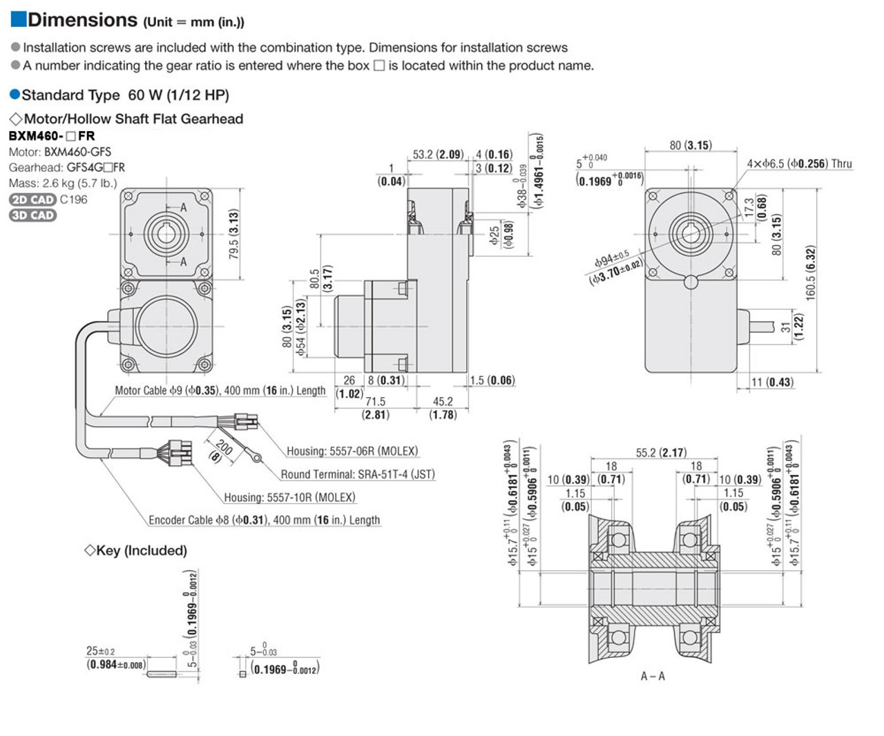 BXM460-20FR - Dimensions