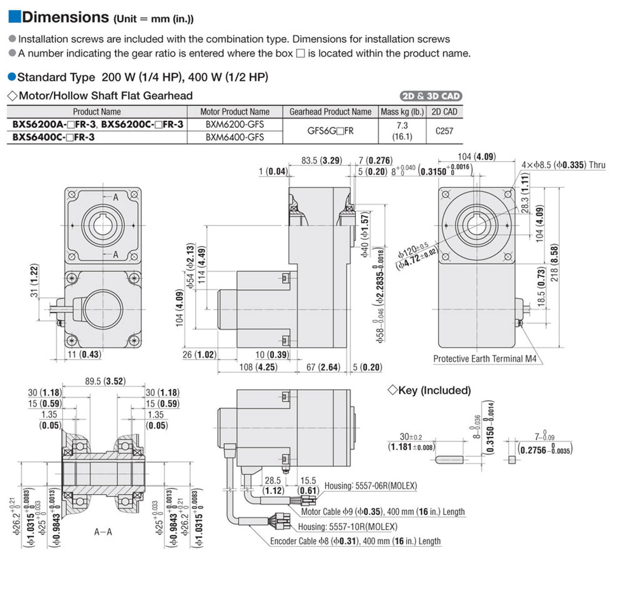 BXS6200A-15FR - Dimensions