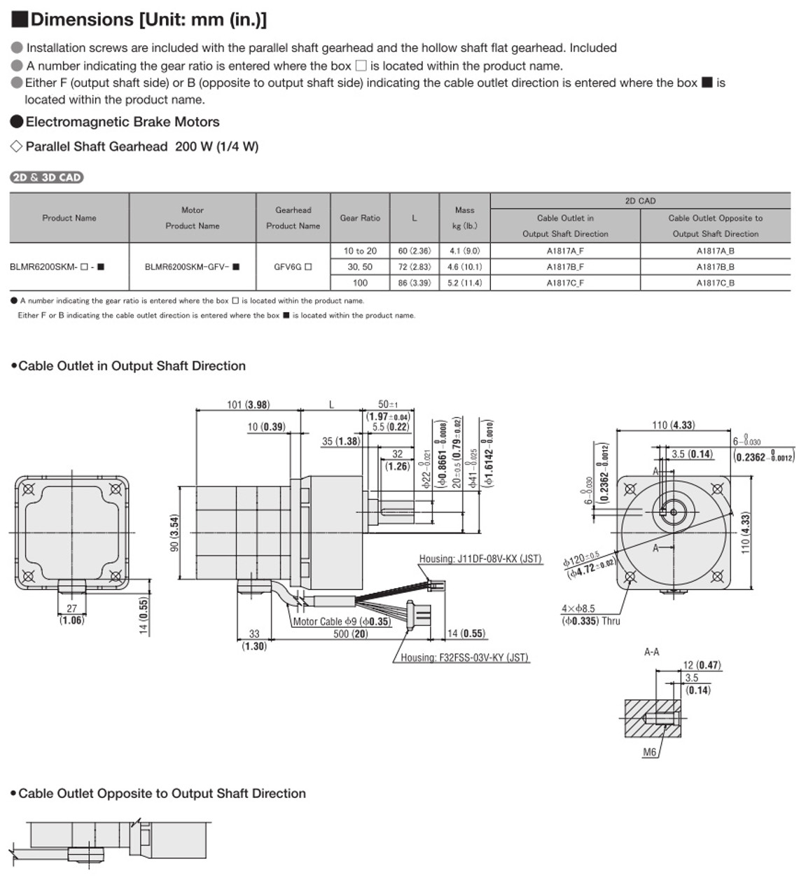 BLMR6200SKM-10-B - Dimensions