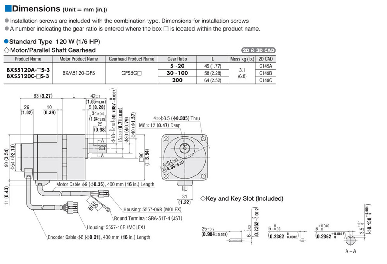 BXS5120A-10S - Dimensions