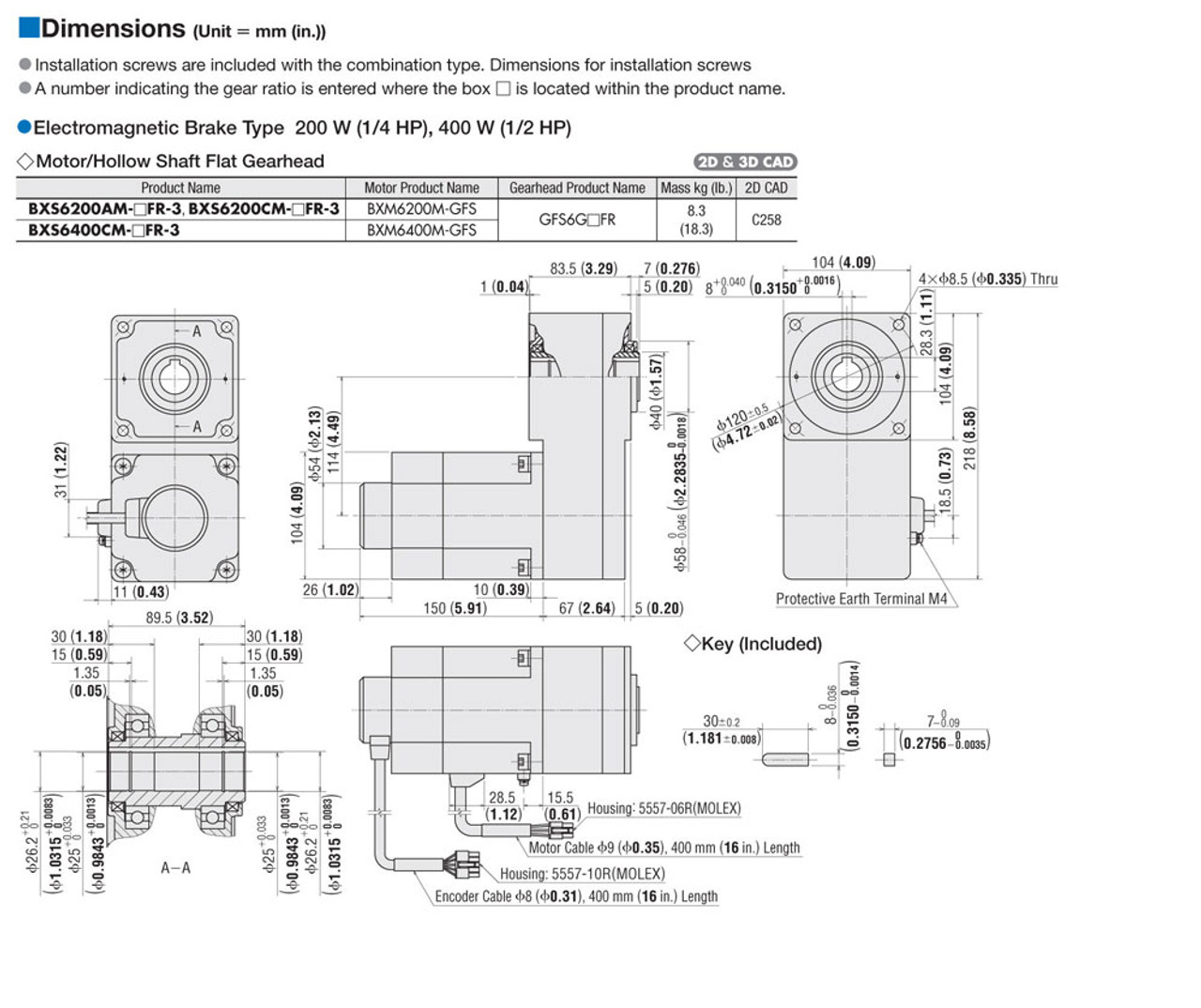 BXS6200CM-100FR - Dimensions