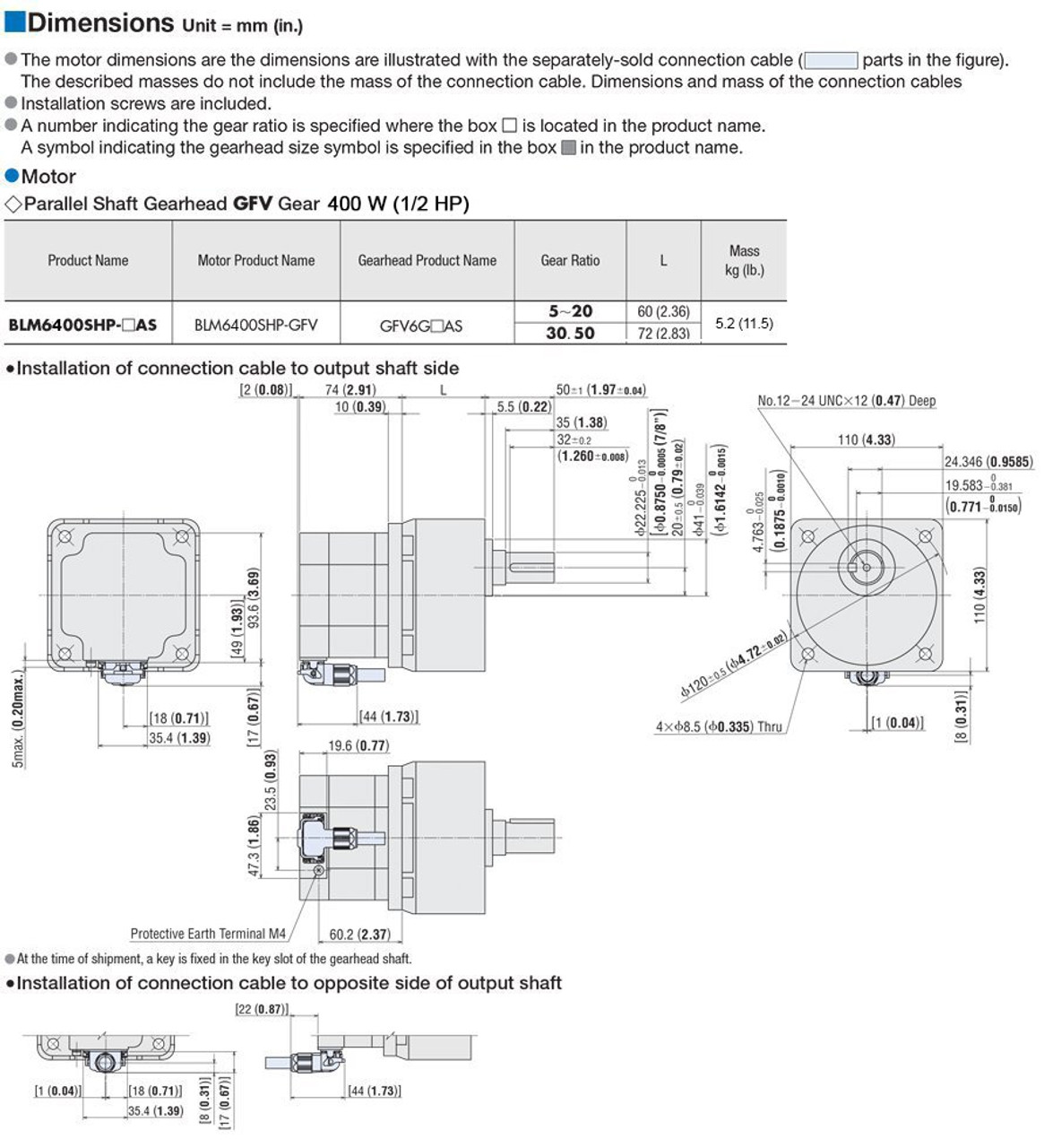 BLM6400SHP-15AS - Dimensions