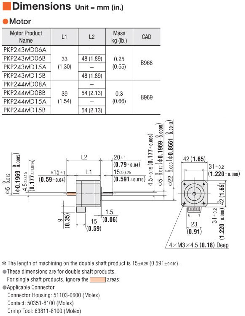 PKP243MD15B - Dimensions