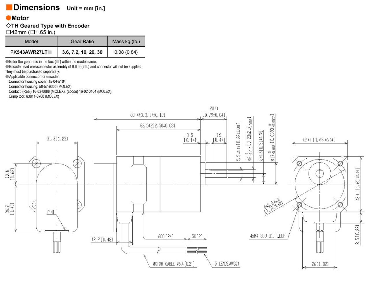 PK543AWR27LT7.2 - Dimensions