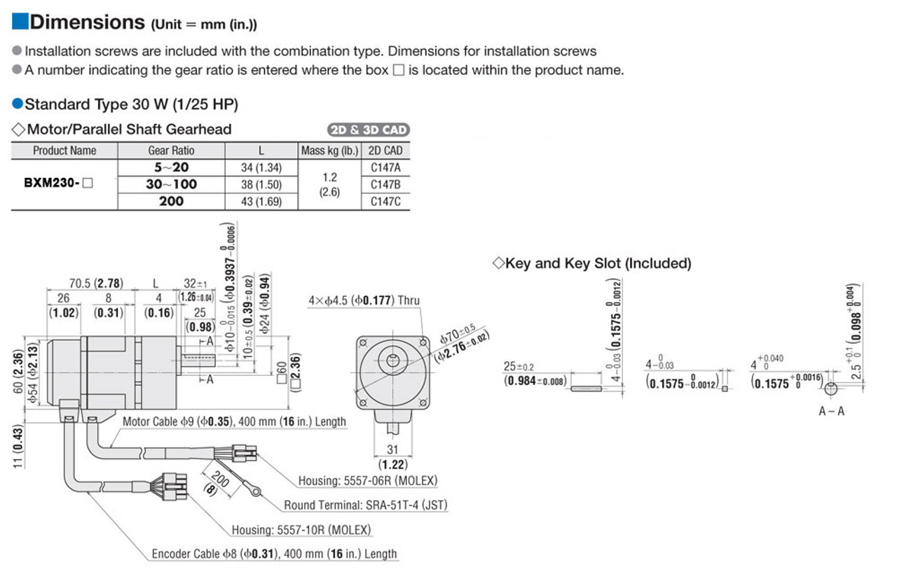 BXM230-200 / BXSD30-A2 - Dimensions