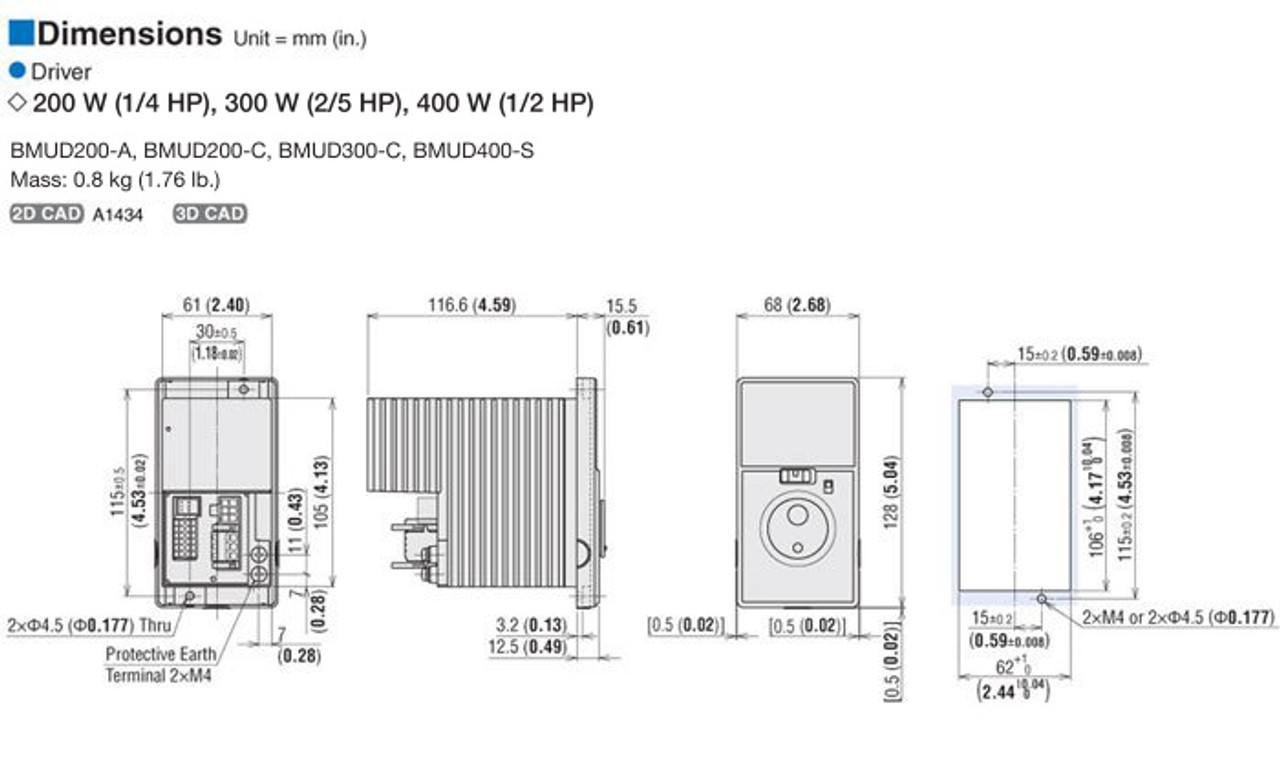 BLM5200HPK-5CB50B-L / BMUD200-A - Dimensions