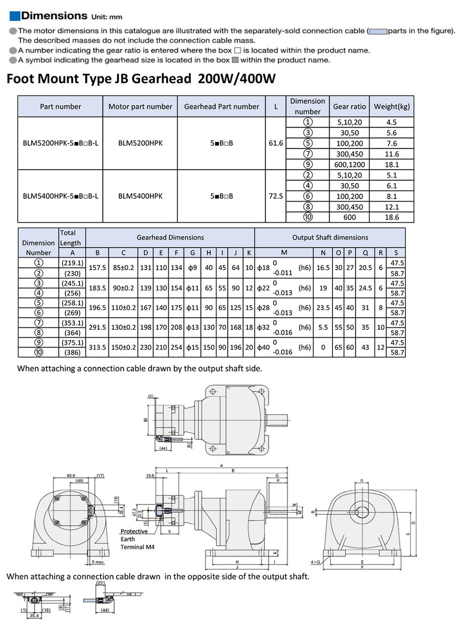 BLM5200HPK-5EB100B-L / BMUD200-C - Dimensions