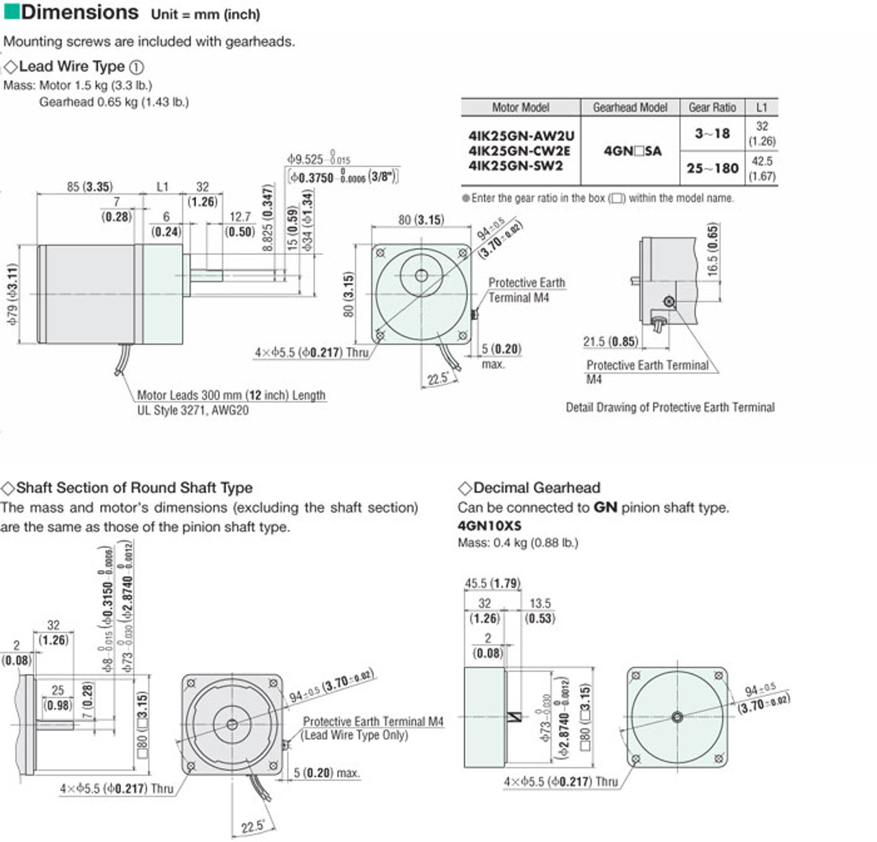 4IK25GN-AW2U / 4GN5SA - Dimensions