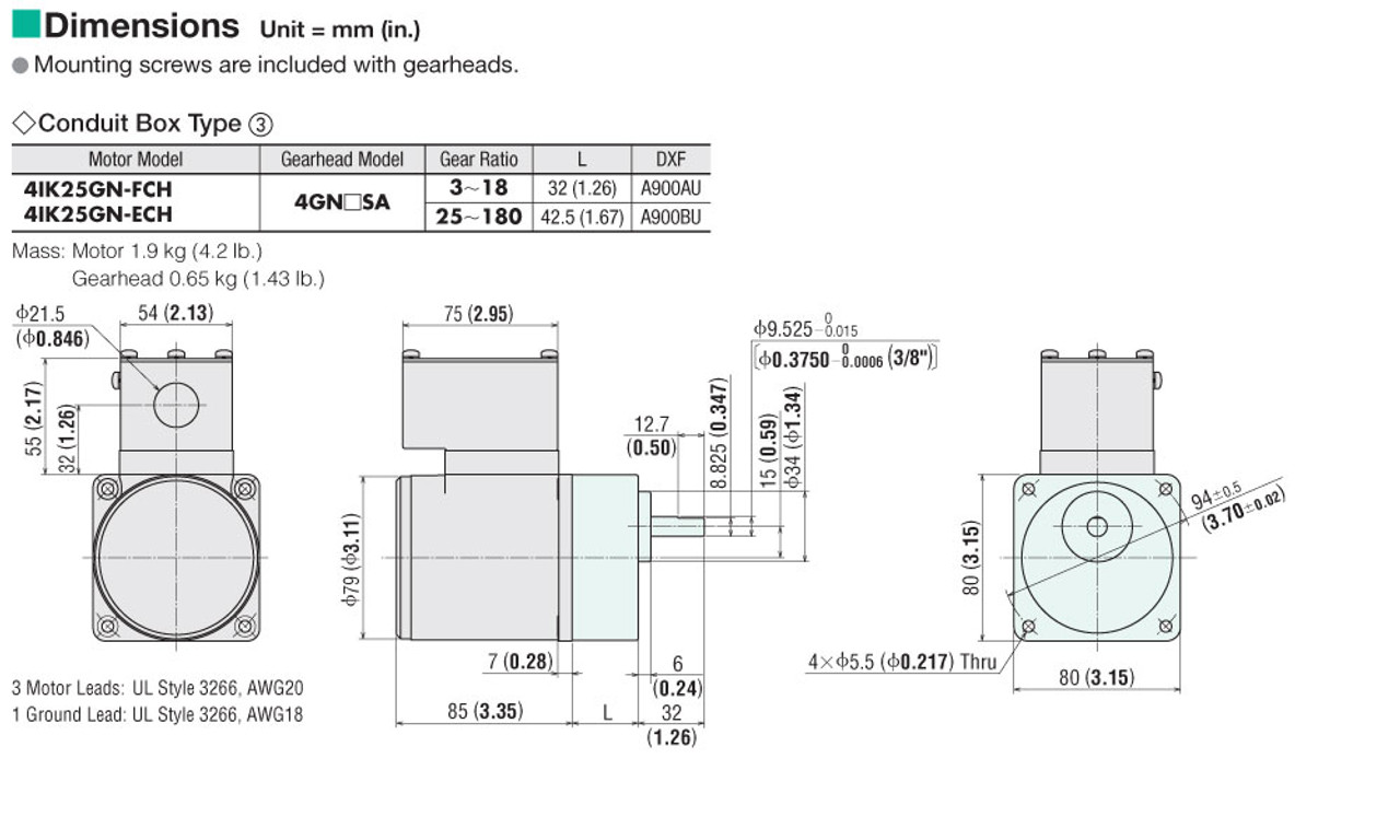 4IK25GN-ECH / 4GN120SA - Dimensions