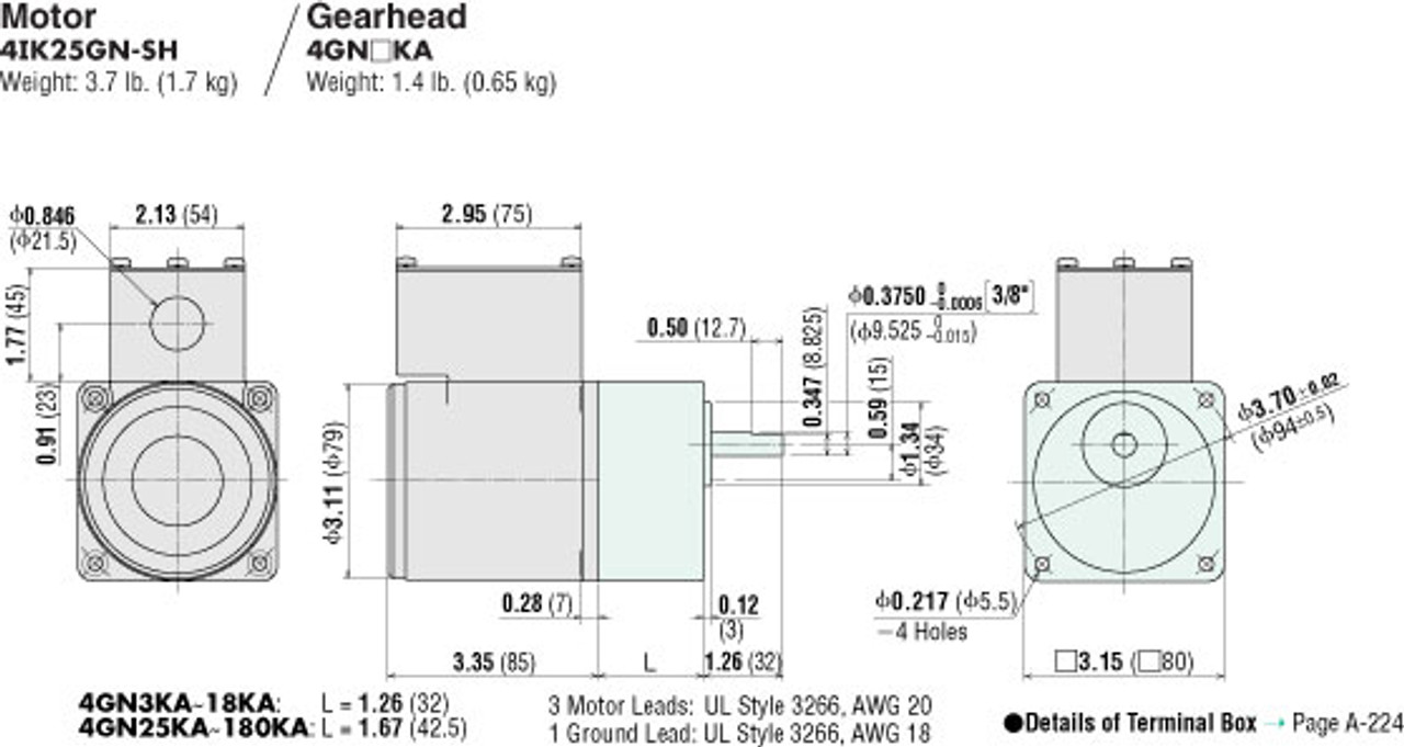 4IK25GN-SH / 4GN12.5KA - Dimensions