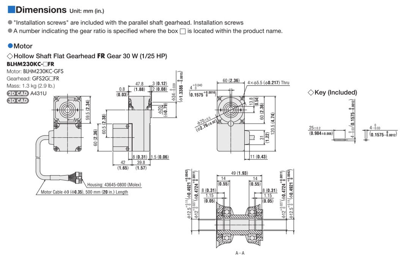 BLHM230KC-50FR / BLH2D30-K - Dimensions