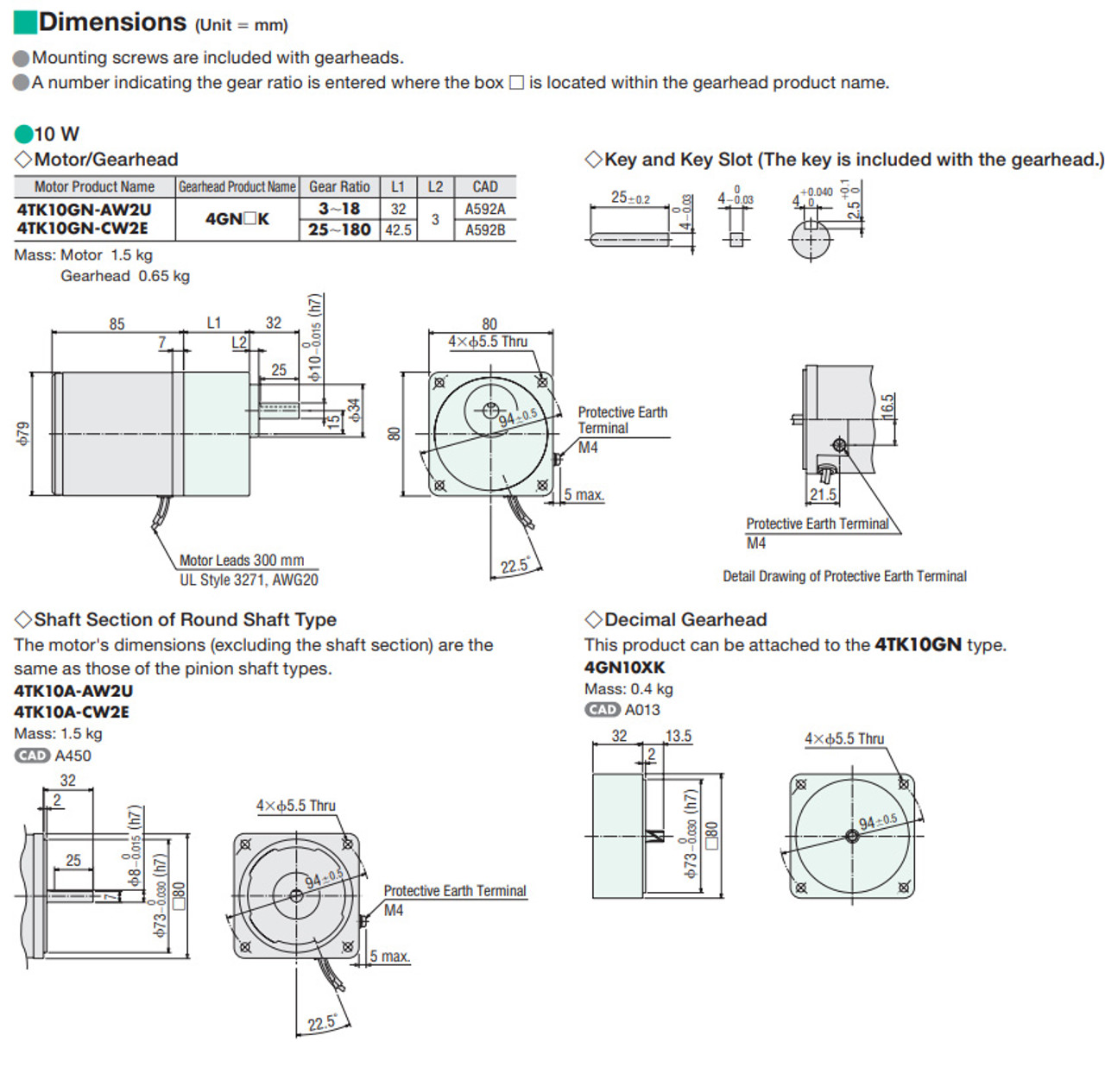 4TK10GN-AW2U / 4GN7.5K - Dimensions