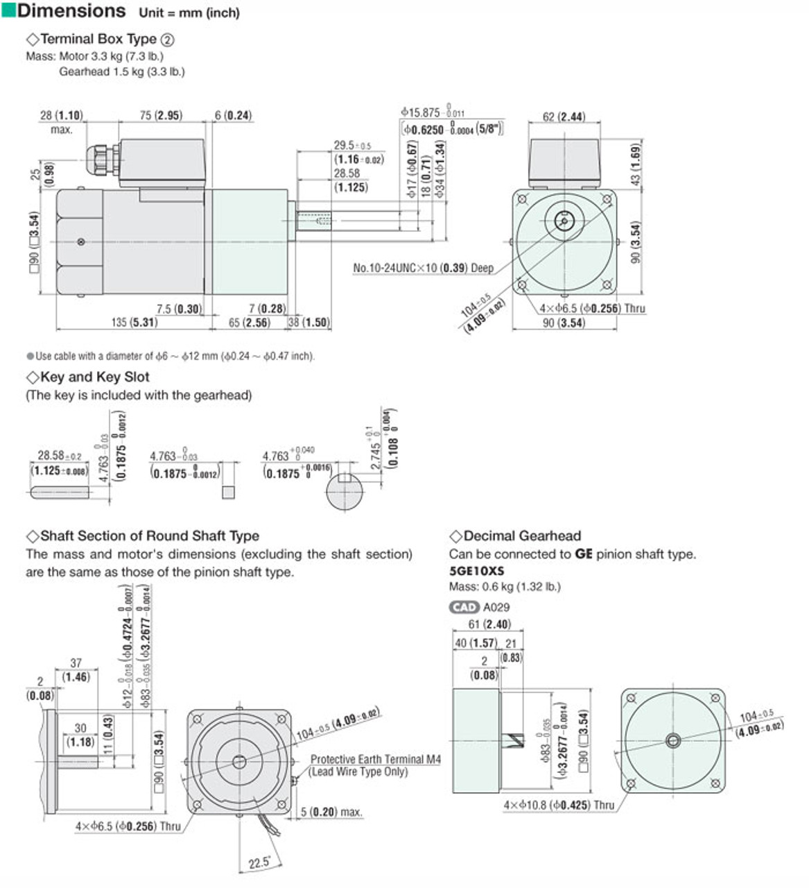 5IK90GE-CW2TE / 5GE9SA - Dimensions