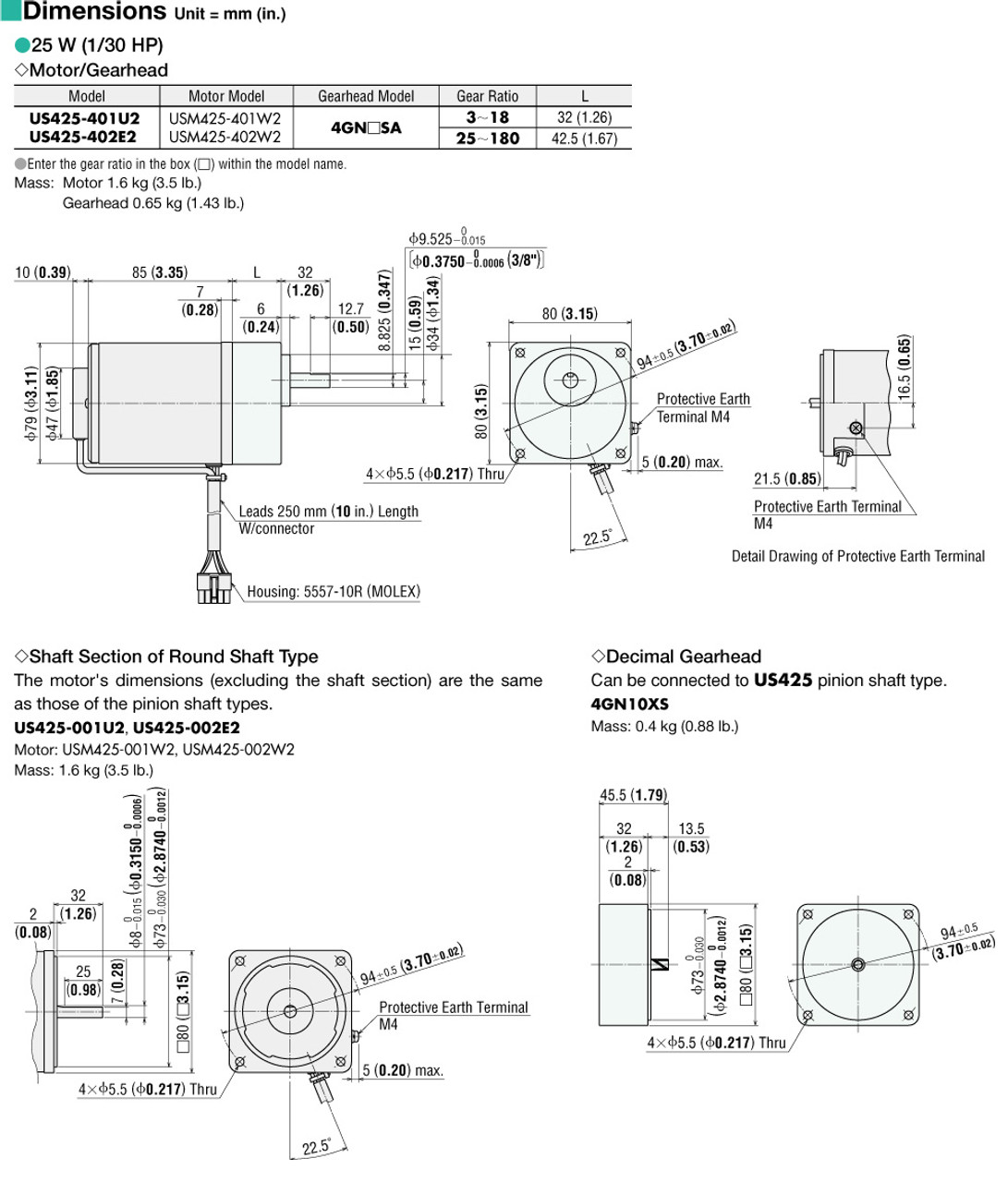 USM425-401W2 / 4GN5SA - Dimensions