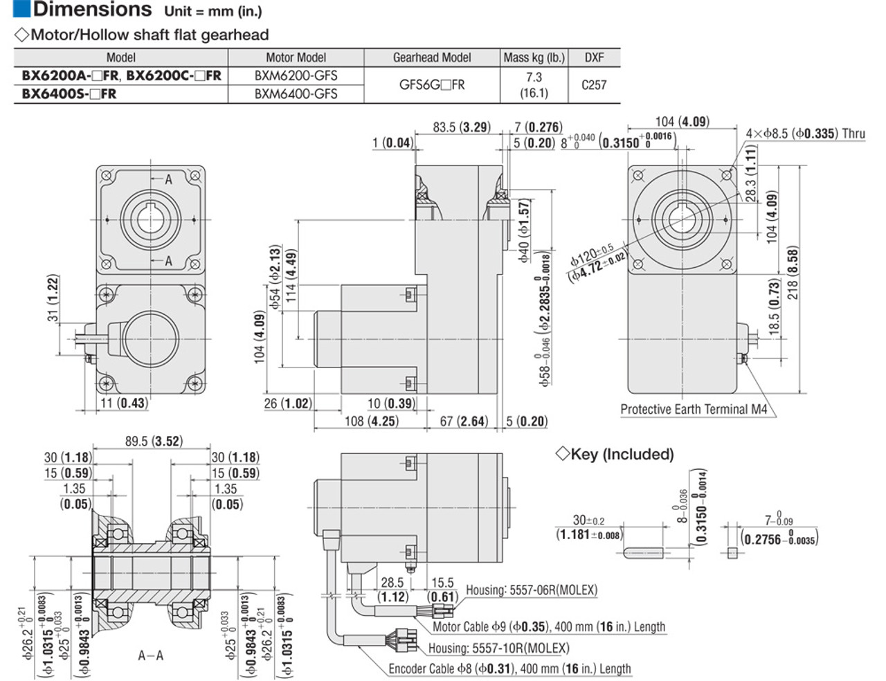 BXM6200-GFS / GFS6G20FR - Dimensions