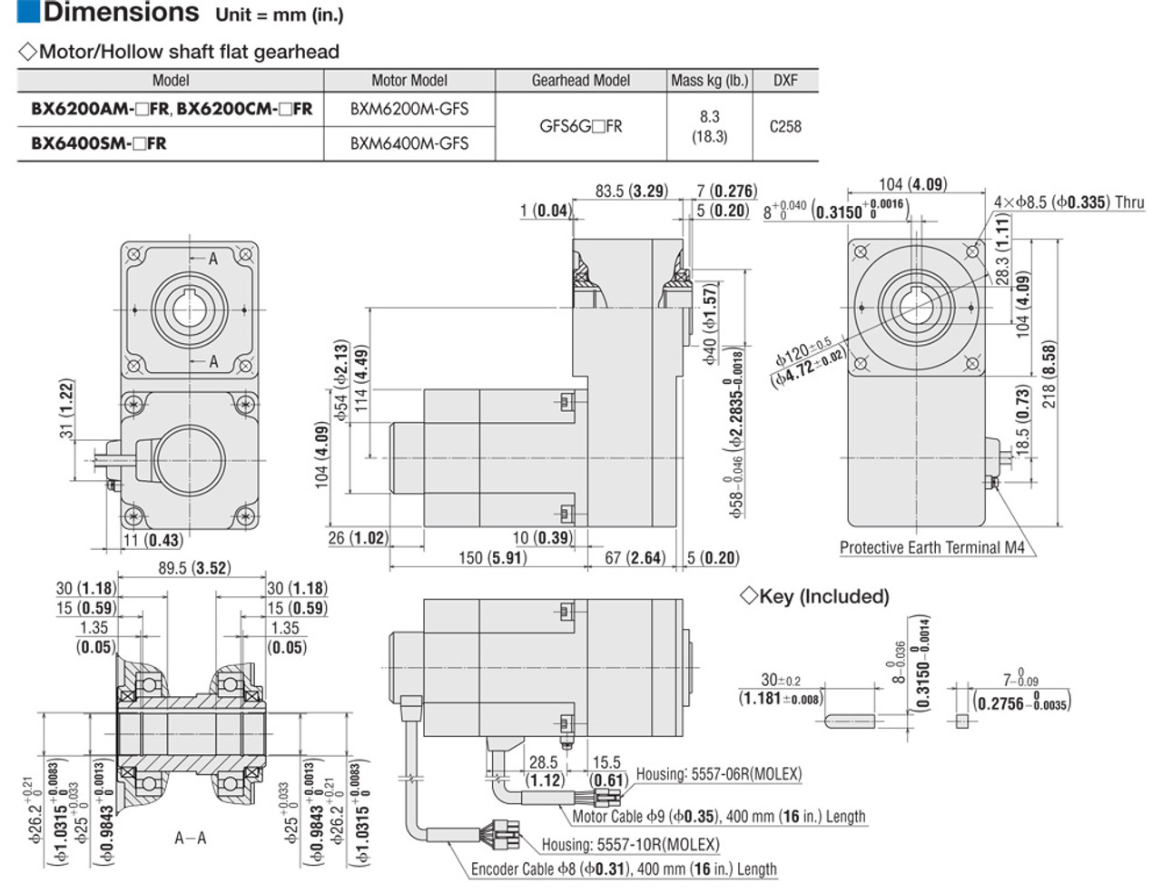 BXM6200M-GFS / GFS6G10FR - Dimensions