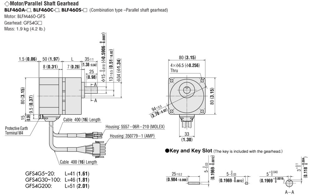 BLFM460-GFS / GFS4G30 - Dimensions