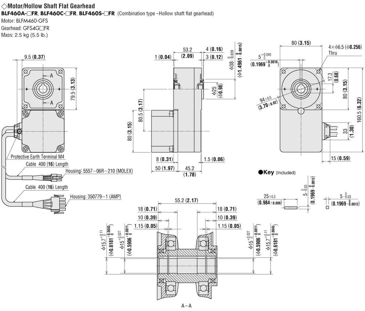 BLFM460-GFS / GFS4G20FR - Dimensions