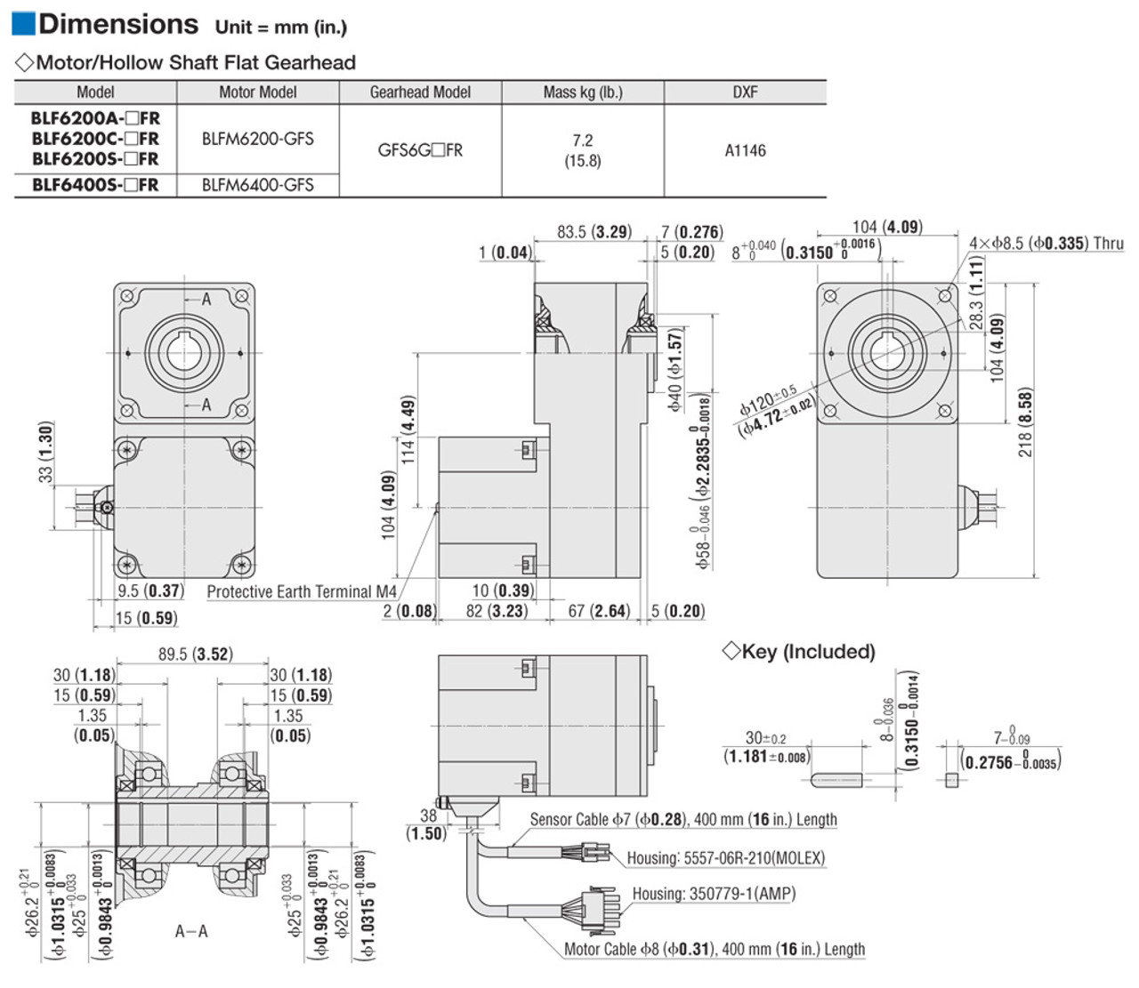 BLFM6200-GFS / GFS6G15FR - Dimensions