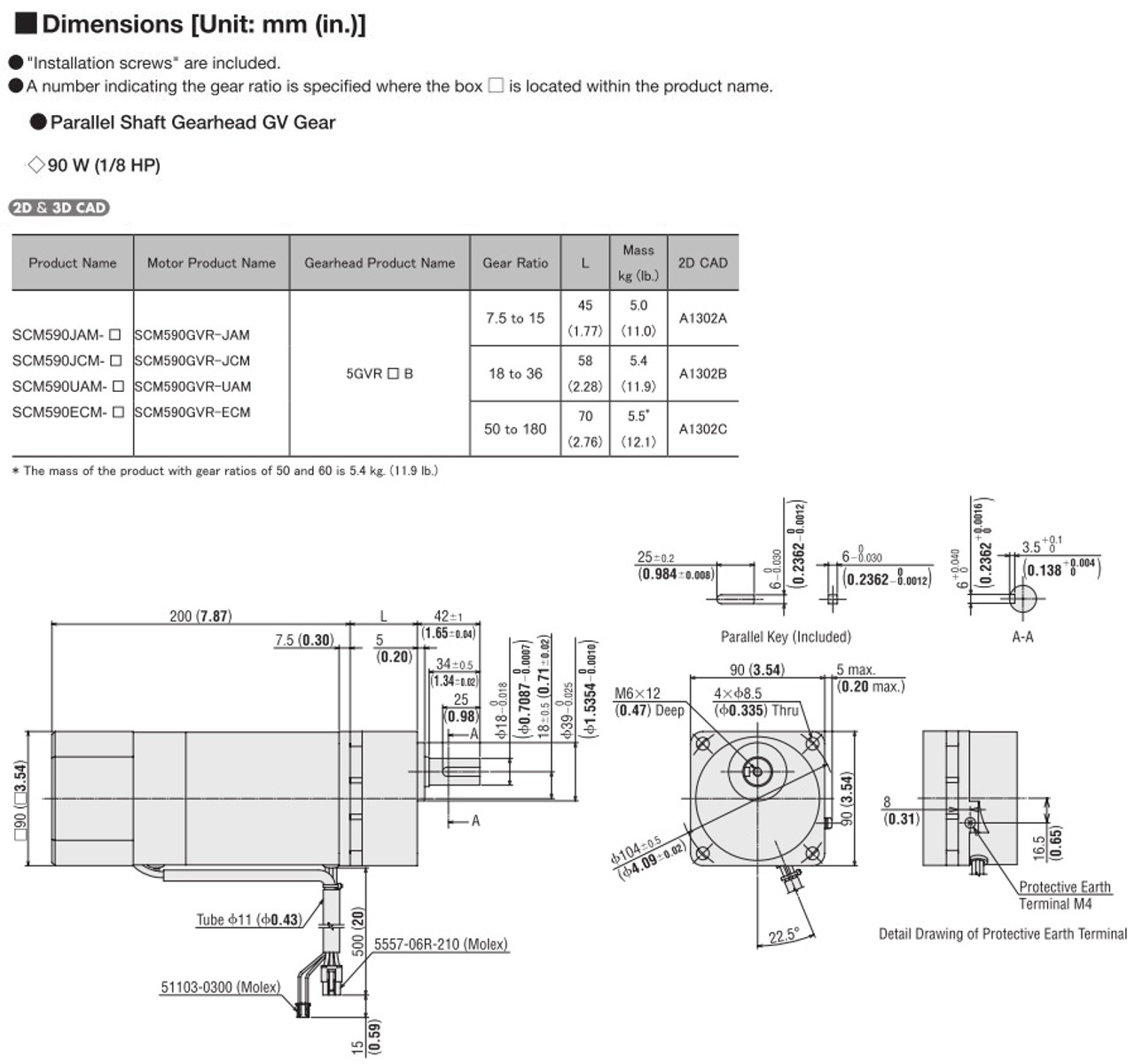 SCM590UAM-120 - Dimensions