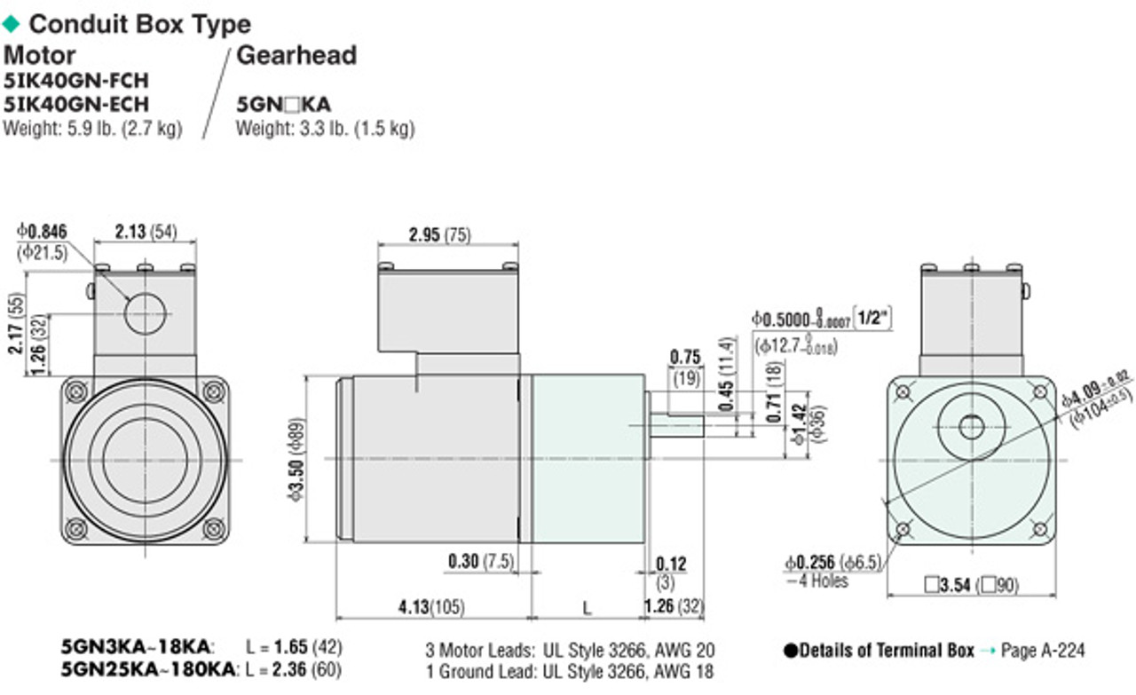 5IK40GN-ECH / 5GN90KA - Dimensions