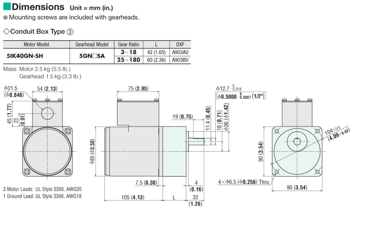 5IK40GN-SH / 5GN3SA - Dimensions