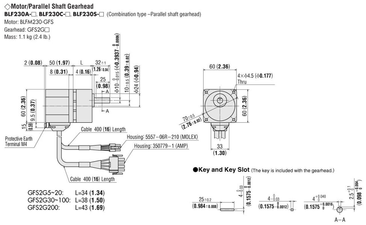 BLFM230-GFS / GFS2G30 - Dimensions