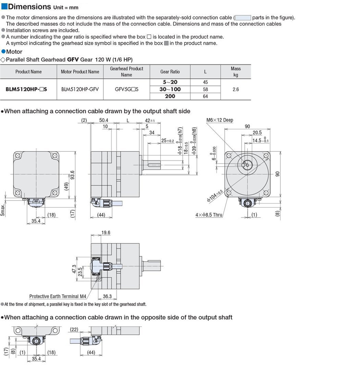 BLM5120HP-5S / BMUD120-A2 - Dimensions