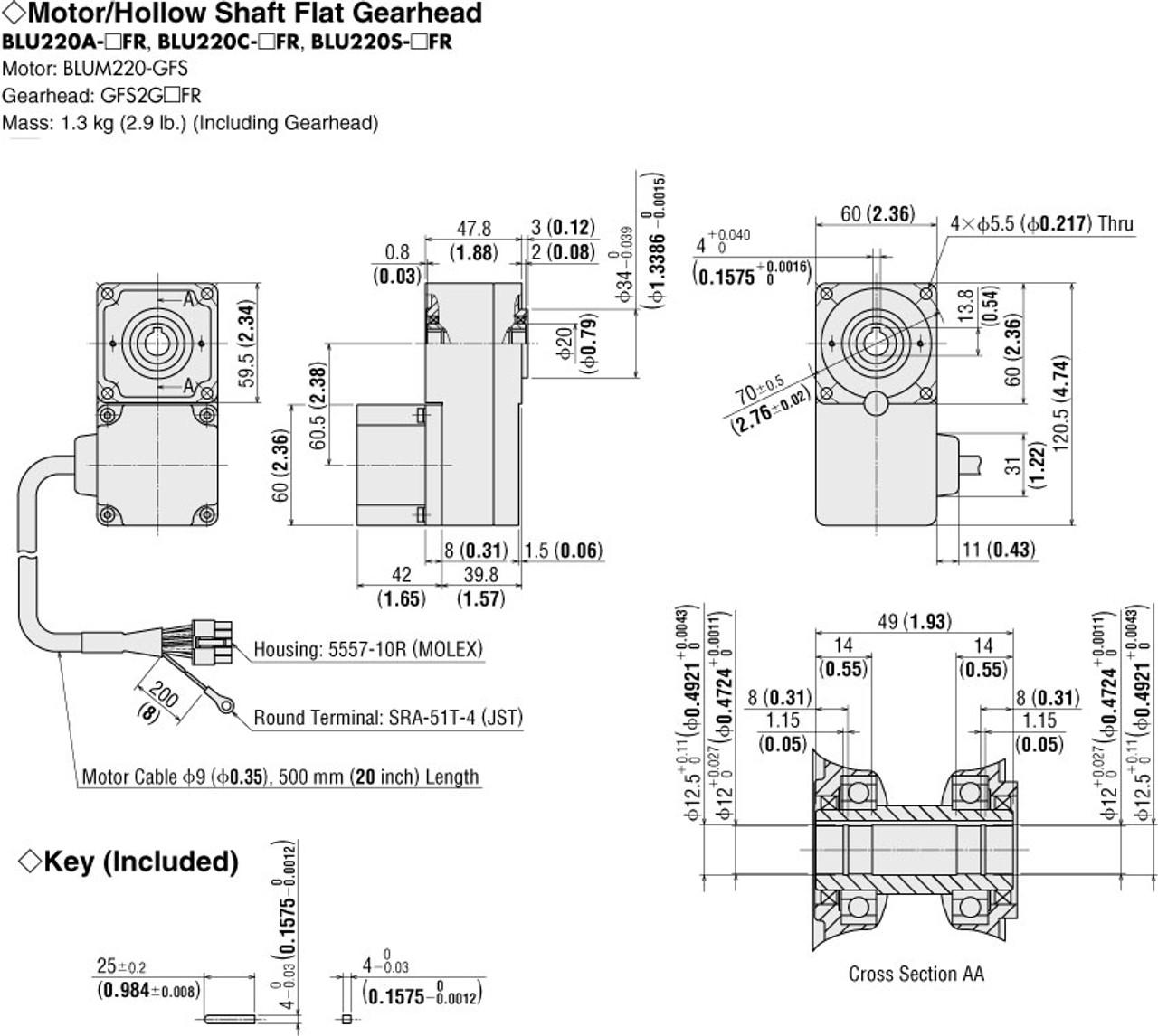 BLUM220-GFS / GFS2G30FR - Dimensions